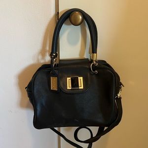Badgley Mischka black handbag with strap and gold hardware